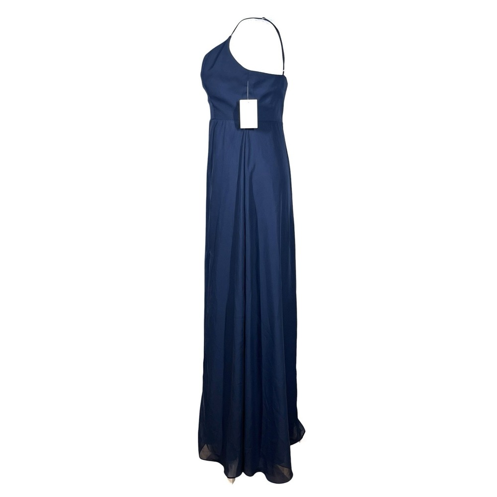 NWT Birdy Gray Amy Bridesmaid Dress Size L Navy Chiffon Maxi Slit Gala Hoco - Picture 3 of 8